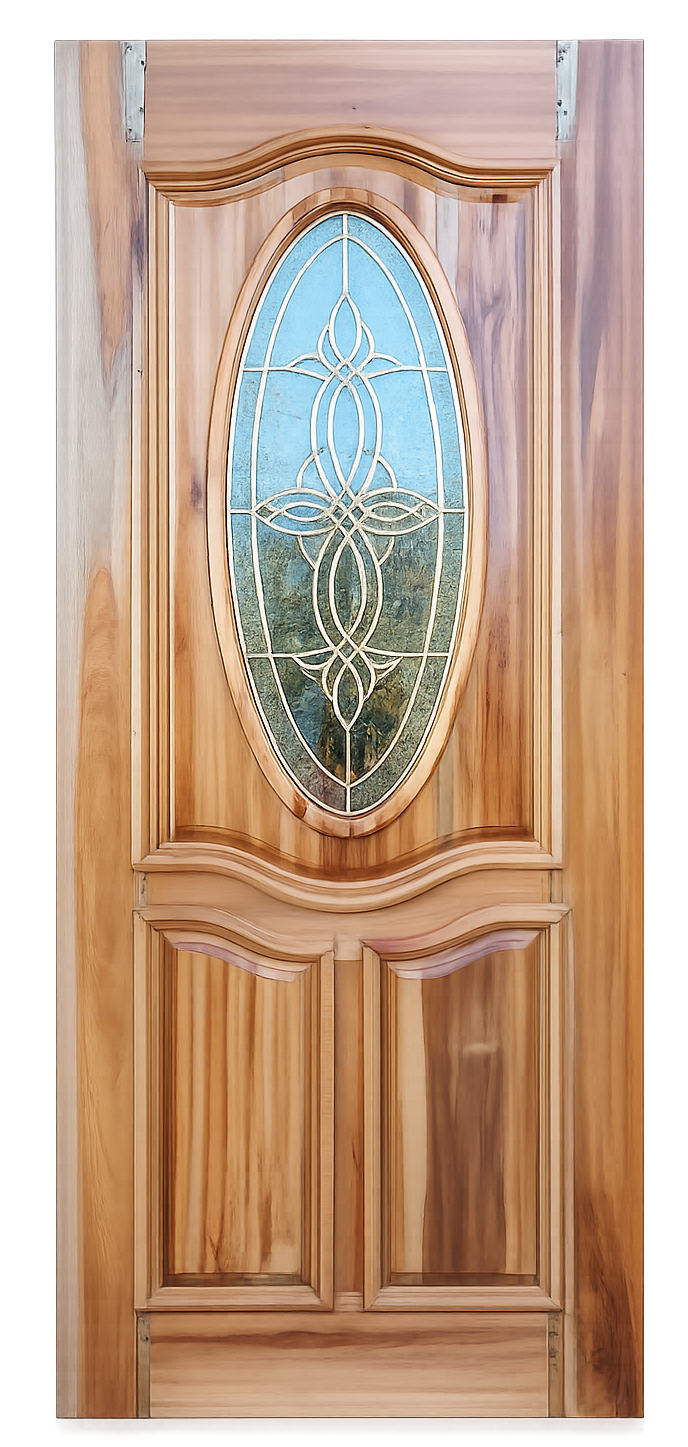 Elegant Oval Glass Wooden Entry Door