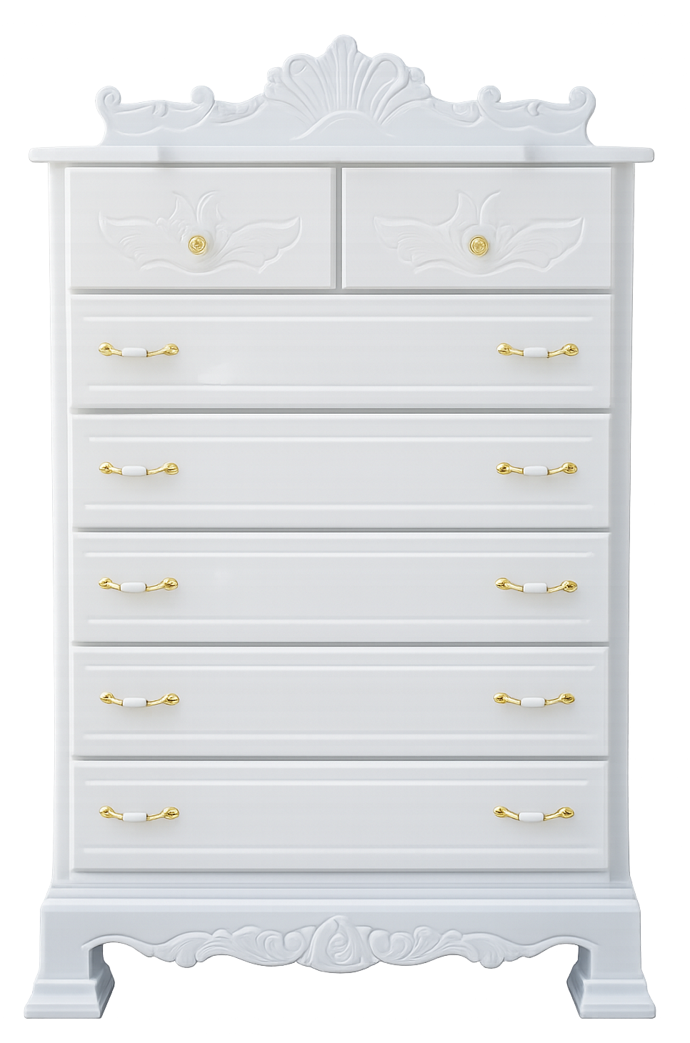 Elegant White Tallboy Chest of Drawers